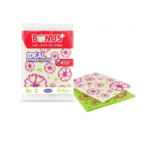 Ганчірка BONUS IDEAL sponge cloth (мал. квіти) вологопоглинаюча 18*18см.