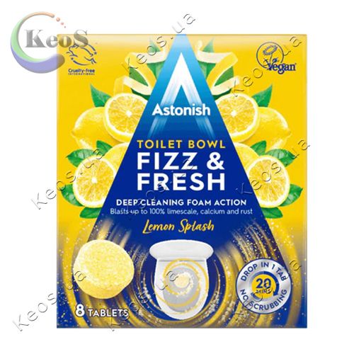 Таблетки для чищення унітазів Astonish Fizz & Fresh з ароматом лимона 8 шт